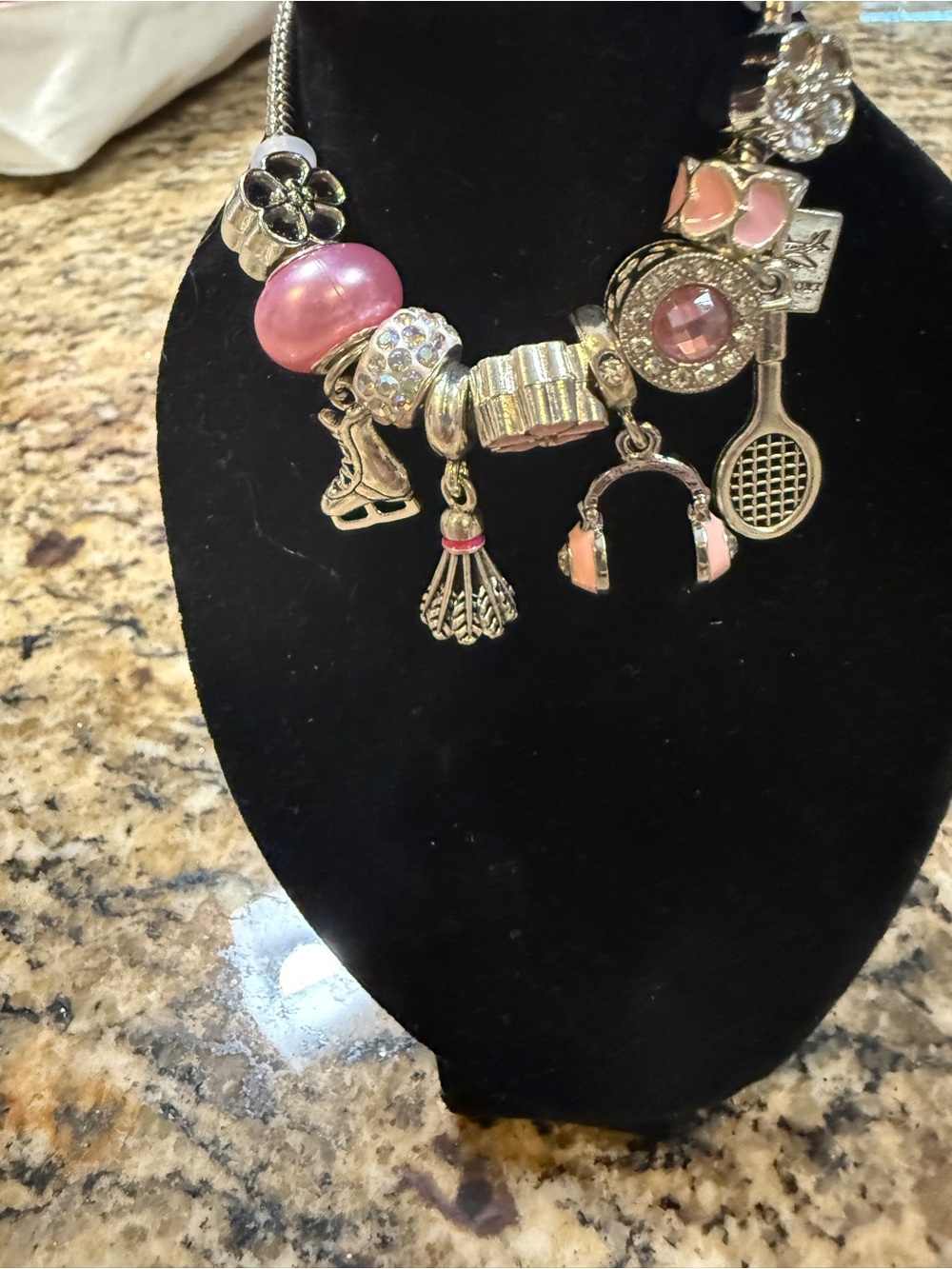Pink Charm Bracelet  with Sports & Music Charms